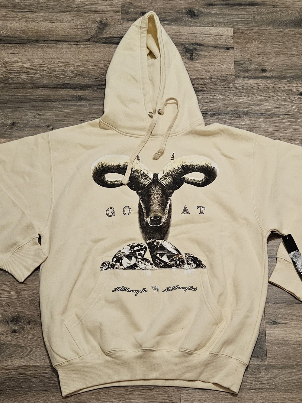 Men's Cream Graphic Goat Hoodie - Unbranded
